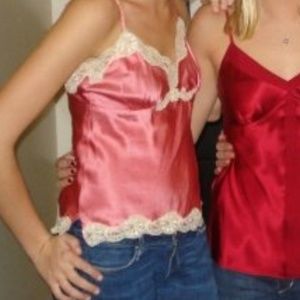 Bergdorf Goodman pink lace camisole